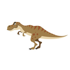 Cartoon dinosaur t-rex. Flat cartoon style tyrannosaurus drawing. Best for kids dino party designs. Prehistoric Jurassic period character. Vector illustration isolated on white.