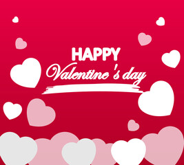 Valentine's day card, white and pink hearts on pink-red background with underlined inscription