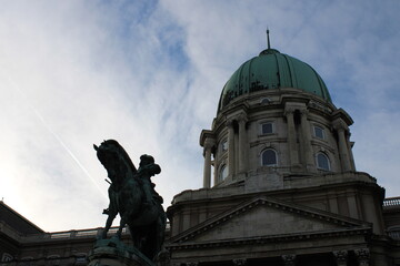 Fototapeta premium Young boy warm looking to the horizon in Budapest