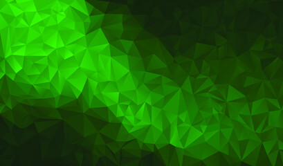 Green polygonal background. Green triangle background. Vector illustration. 