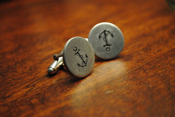 Silver anchor cufflinks
