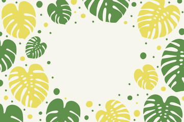 Tropical leaves frame. Summer background concept. Vector
