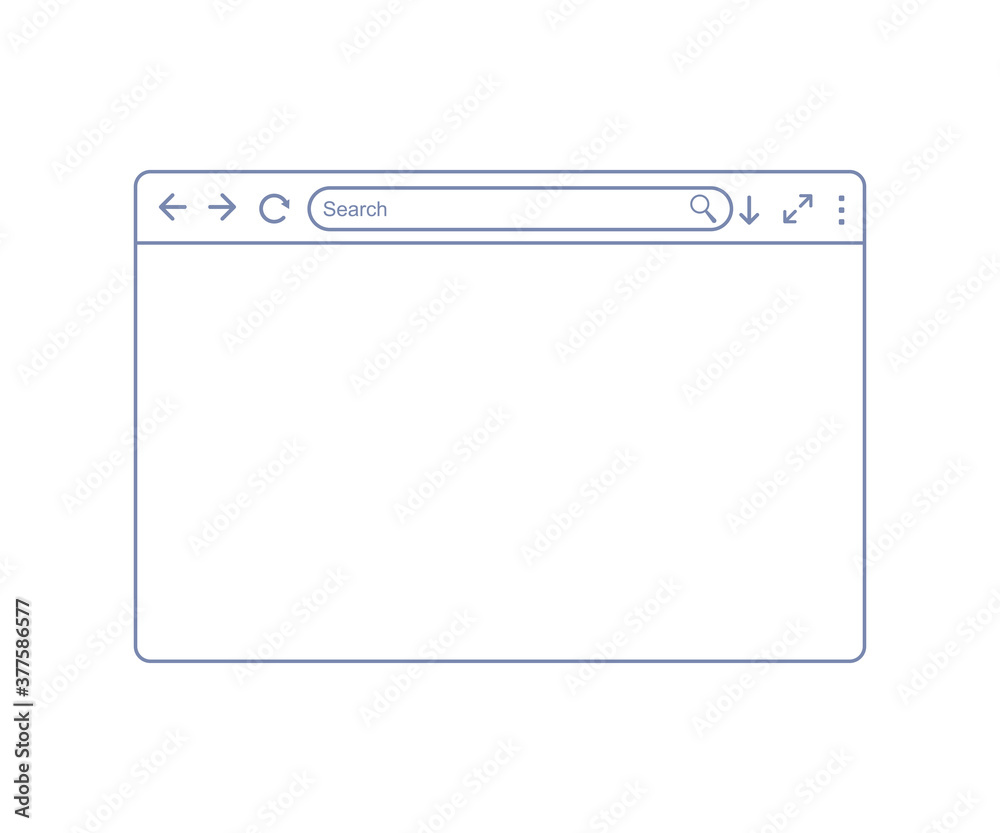 Fototapete Simple browser window mockup outline in a flat style, empty blank web page website, search in internet, template browser window on computer, tablet and mobile phone icon, webpage user interface
