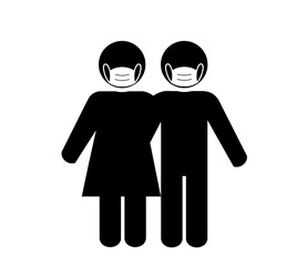 Couple amoureux avec un masque