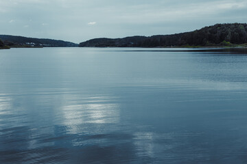 lake and forest in Belarus in the evening
