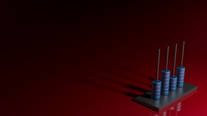 Fototapeta premium Red background with abacus on right bottom corner - 3D rendering illustration