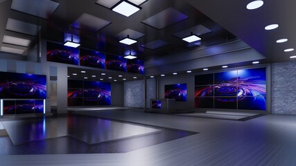 3D Virtual TV Studio News - obrazy, fototapety, plakaty