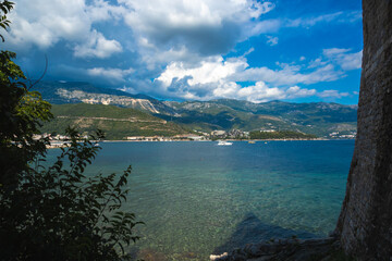 Fototapeta na wymiar View of the shores of montenegro from budva