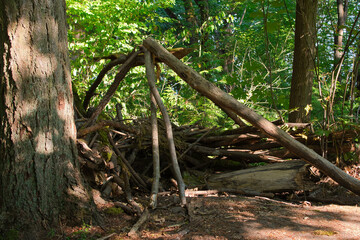 2020-09-10 A OLD BROKEN DOWN KIDS FORT IN THE WOODS
