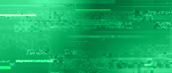 Obraz premium Green glitch pixelated background