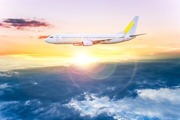 Fototapeta na wymiar Airplane in the sky - Passenger Airliner
