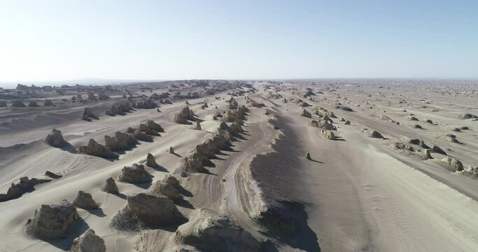 Aerial view of yardang landform landscape in west of china