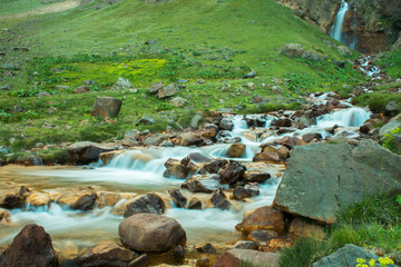 forest stream with sip of water near Mount Aragats