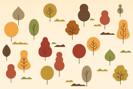 The pattern of autumn trees vector illustration.