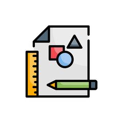 Sketching outline filled icon. EPS 10 