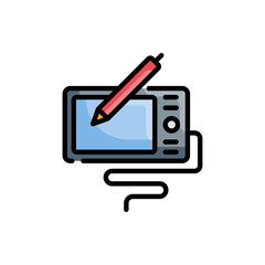 Digital Drawing outline filled icon. EPS 10 