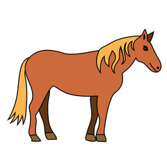 Horse - farm animal in cartoon style. Vector childish illustration isolated.