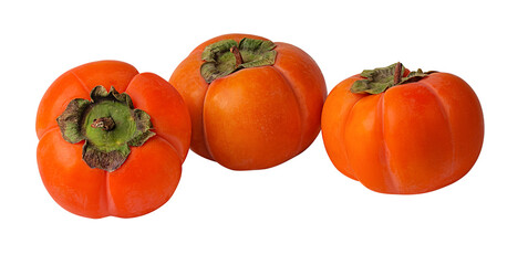 Fresh persimmon isolated on white background with clipping path