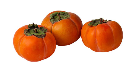 Fresh persimmon isolated on white background with clipping path