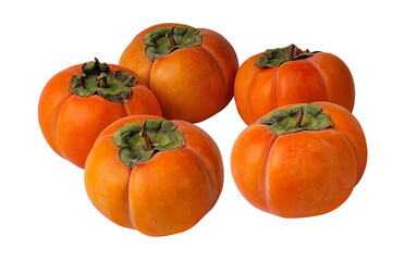 Fresh persimmon isolated on white background with clipping path