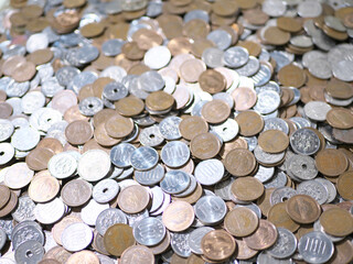 日本円の貨幣の集合写真
