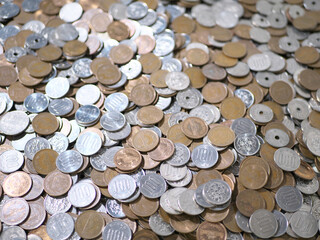 日本円の貨幣の集合写真