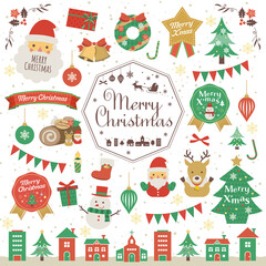 クリスマス、飾り、イラスト、フレーム、セット