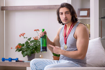 Man ex-champion suffering from alcoholism at home