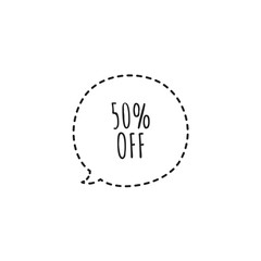 ''50% off'' sign