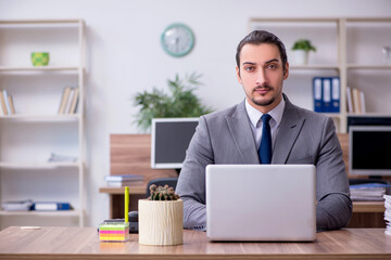 Young male employee working in the office