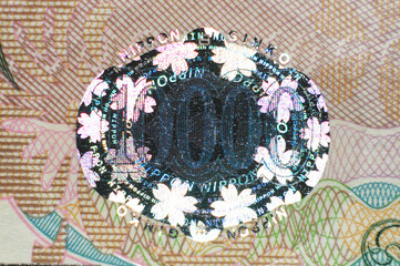 日本円の紙幣（一万円札）ホログラフィー