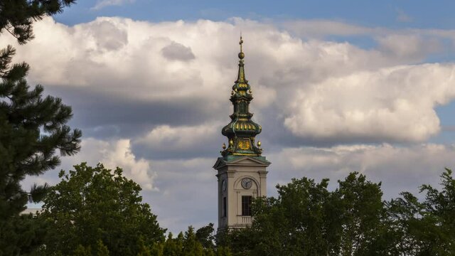 timelapse with clouds and a church