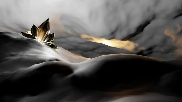 Yellow light from miner torchlight to search quartz in a cave (3D Rendering)