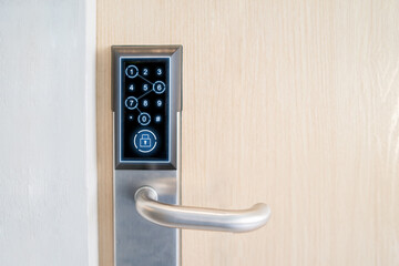Smart Digital touch screen keypad access by entering pass code digits, Electronic digital door...