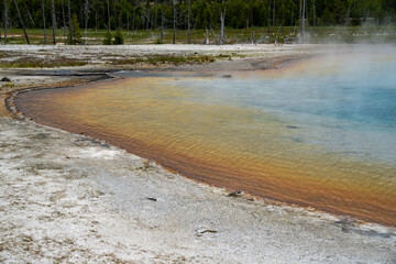 Sunset Lake, a hot spring geyser in Black Sand Basin in Yellowstone National Park