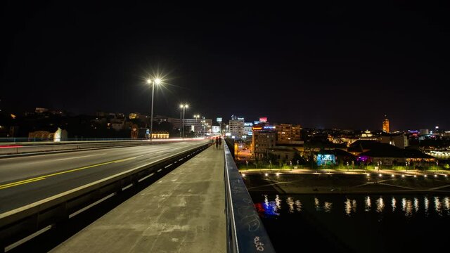 Night timelpase over Brankov brigde