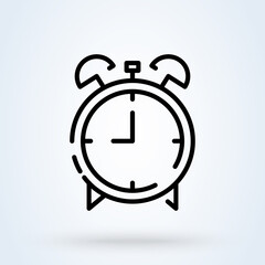 Alarm clock icon or logo line art style. vector illustration elements of wake-up time icons for ui and ux, website or mobile application