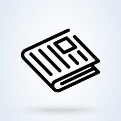 Newspaper or News Paper sign icon or logo. Line Press media concept. newspaper News, linear vector illustration.