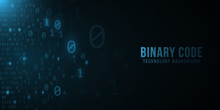 Binary code background. Hi-tech modern design. Programming banner. World network. Technology template. Vector illustration.