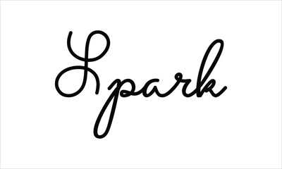 Spark Black script Hand written thin Typography text lettering and Calligraphy phrase isolated on the White background 