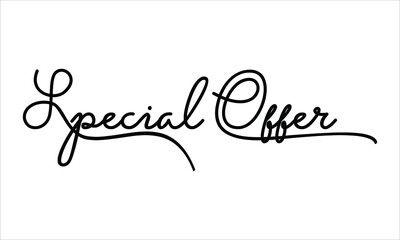 Special Offer Black script Hand written thin Typography text lettering and Calligraphy phrase isolated on the White background 