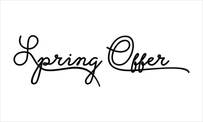 Spring Offer Black script Hand written thin Typography text lettering and Calligraphy phrase isolated on the White background 
