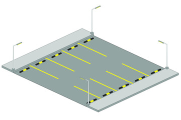 Parking lots of buildings or workplaces with lighting.