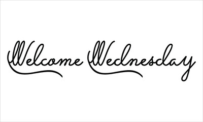 Welcome Winter Black script Hand written thin Typography text lettering and Calligraphy phrase isolated on the White background