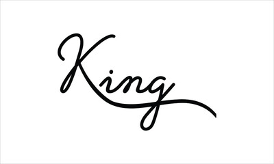  King Black script Hand written thin Typography text lettering and Calligraphy phrase isolated on the White background 