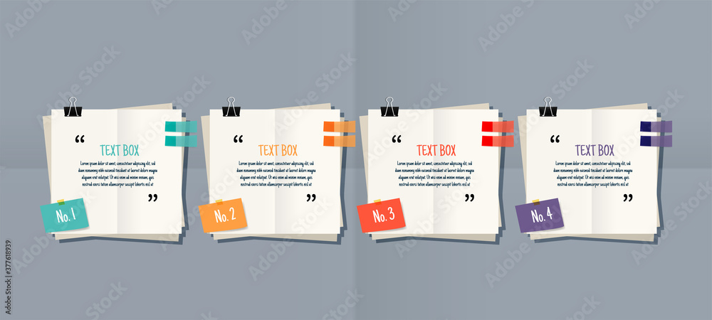 Poster text box design with note papers mockup.