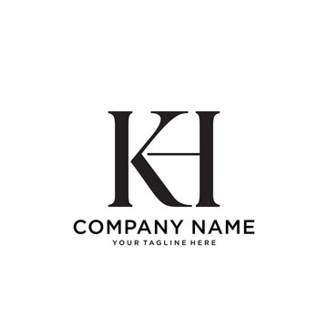 Initial Letter KH or HK Logo Design vector Template.