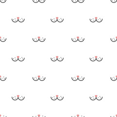Cute kitten face seamless pattern. Abstract background with cat