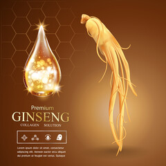 Serum ginseng or collagen for skin care cosmetics