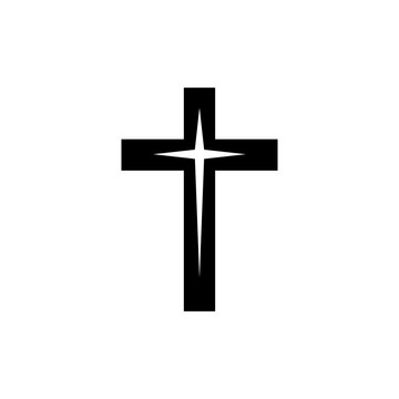 christian cross icon vector symbol of religion isolated illustration white background